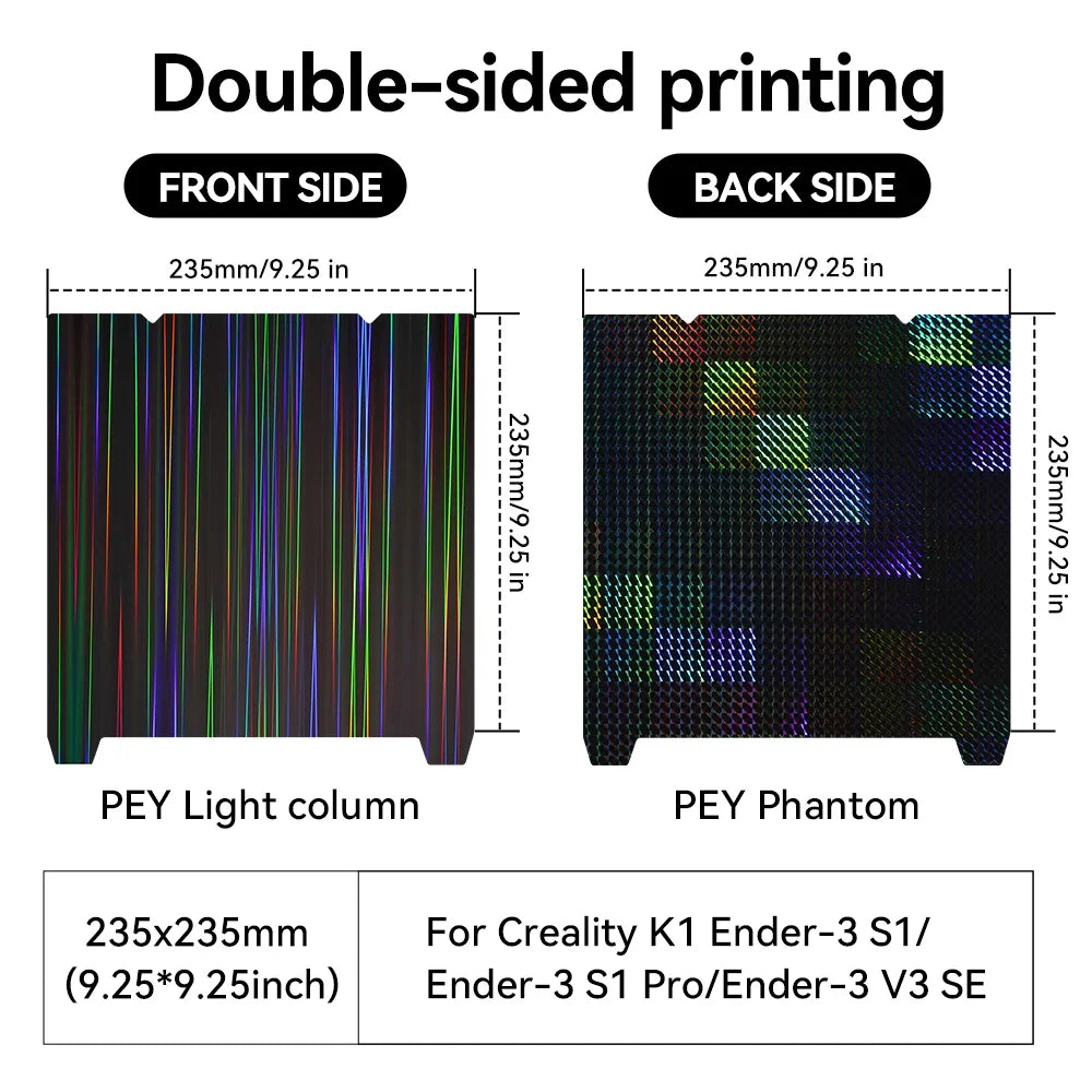 K1C PEI Sheet K1 Build Plate Double Sided PEO PET Spring Steel Sheet Ender 3 V3 SE H1H Plate for For Ender-3 S1 Pro/ Ender-5 S1