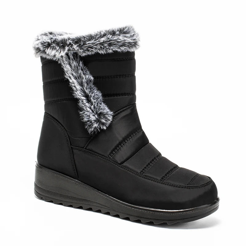 Faux Fur Waterproof Snow Boots Women 2024 Trend Non Slip Winter Ankle Boots Woman Warm Thicken Plush Couples Cotton Padded Shoes