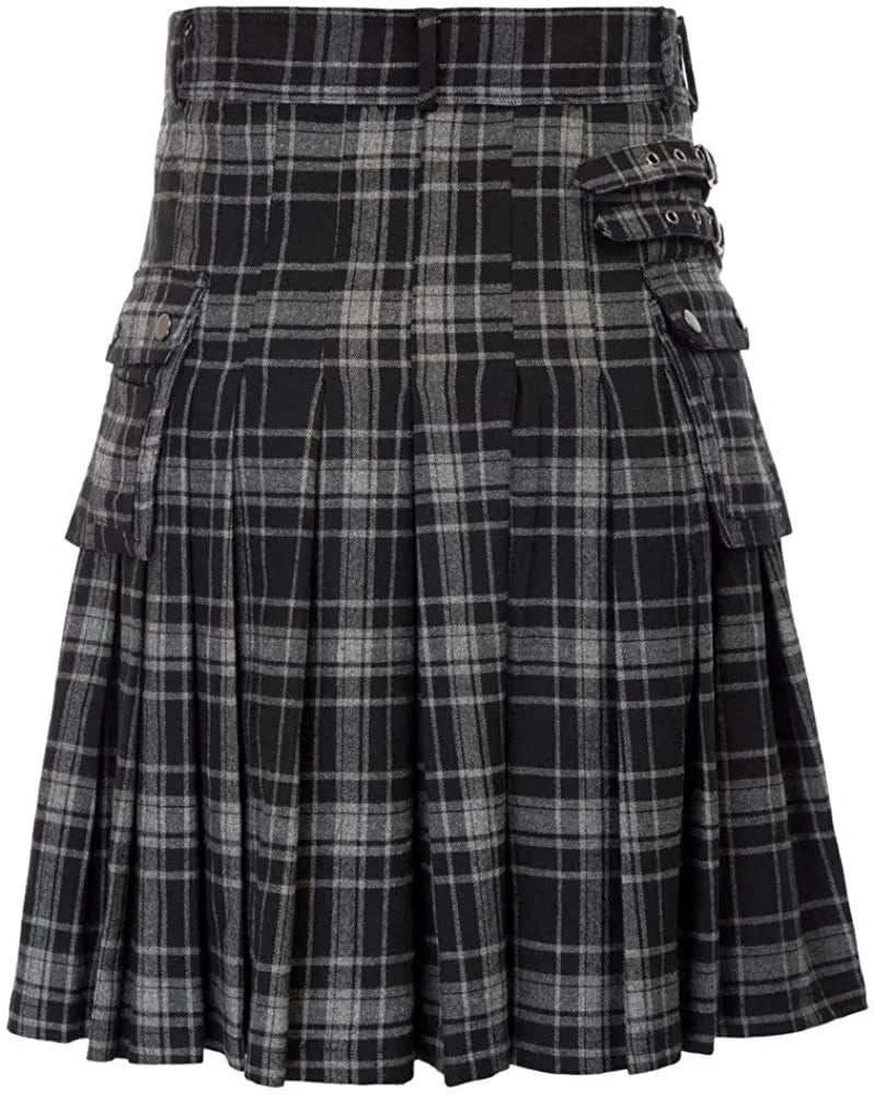 Men's Scottish Festive Skirt Men's Check Contrast Pleated Skirt
