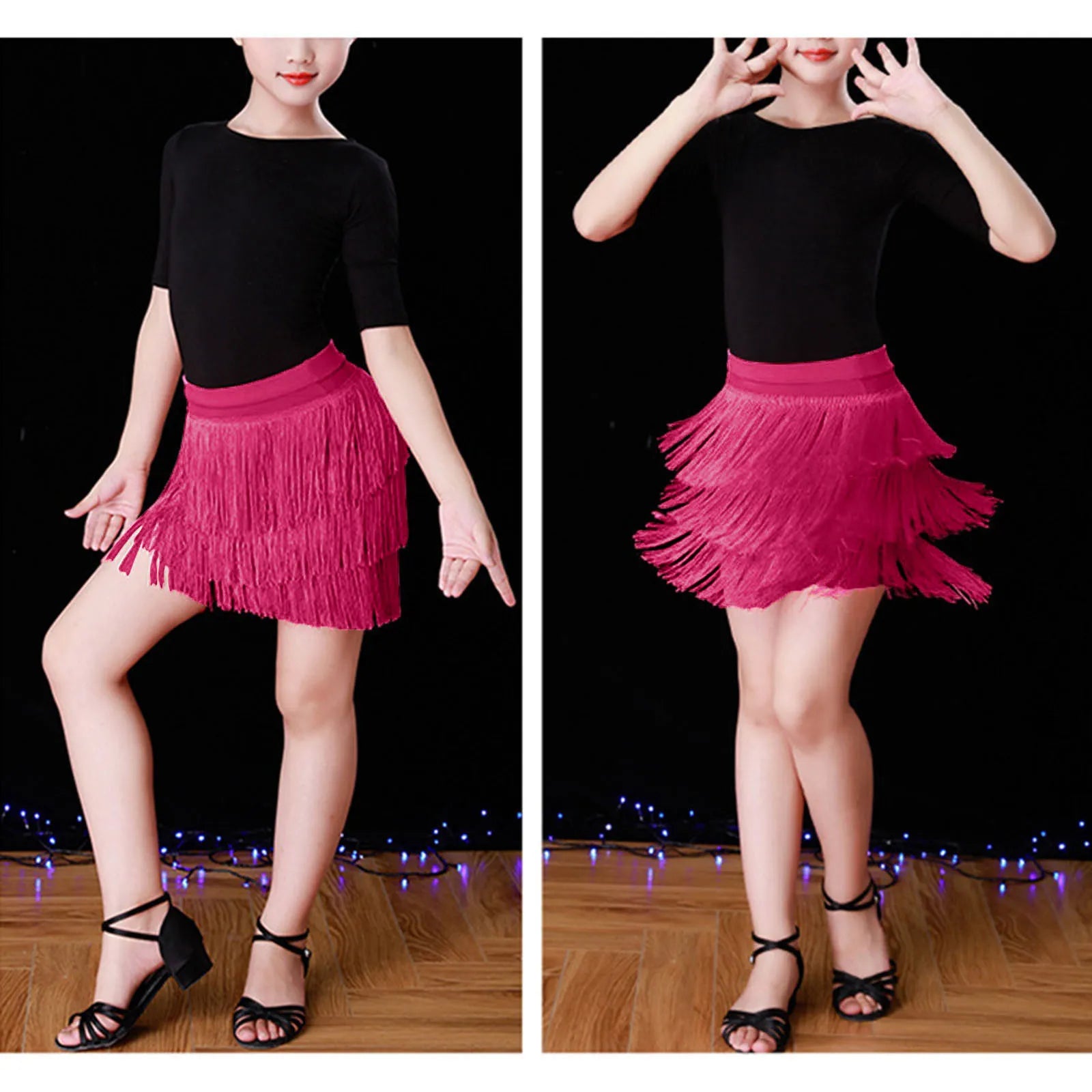 Girl dresses Kids Girls Tassel Dance Skirt Latin Ballroom Layered Fringe Dancewear vestidos para niñas