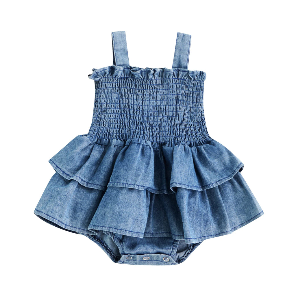 Citgeett Summer Infant Baby Girl Bodysuit Sleeveless Suspender Ruffle Hem Bottom Snap Button Cute Jumpsuit Clothes