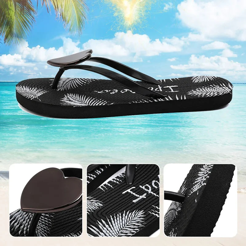 Home Slipper Women Heart Love Cloud Sandals Summer Flip Flops Beach Slides Casual House Shoes Platform Bathroom Flat Female