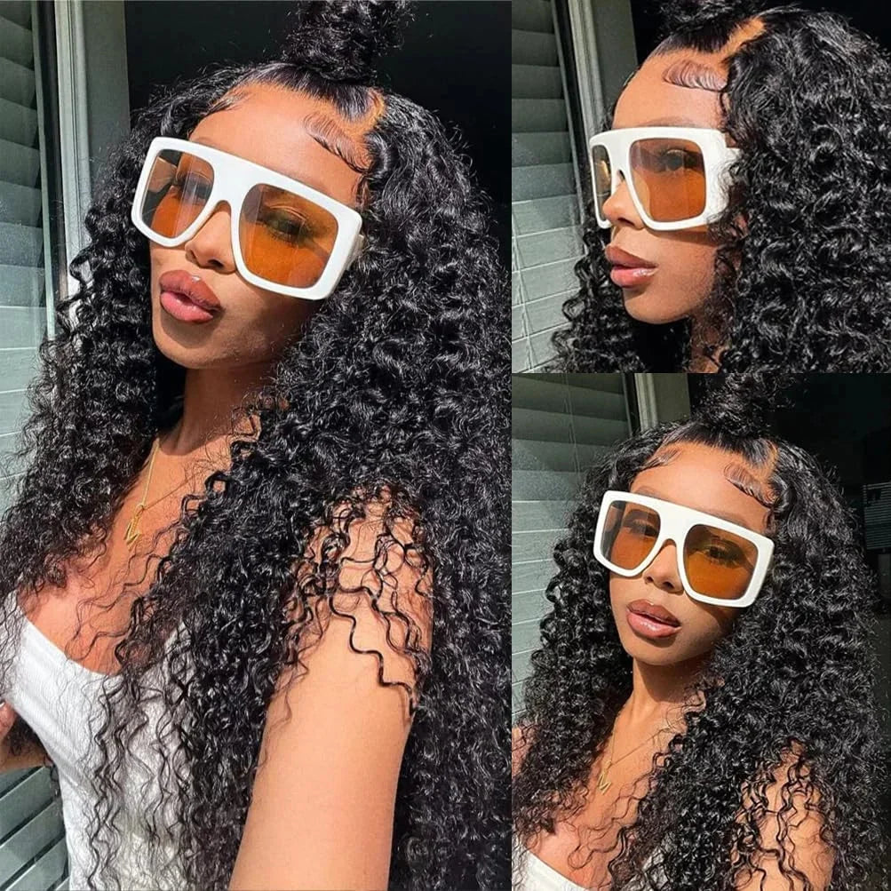 40 Inch Deep Wave 13x6 Hd Lace Frontal Human Hair Wigs 250 Density Brazilian Curly Water Pre Cut Lace Glueless Wig Ready To Wear
