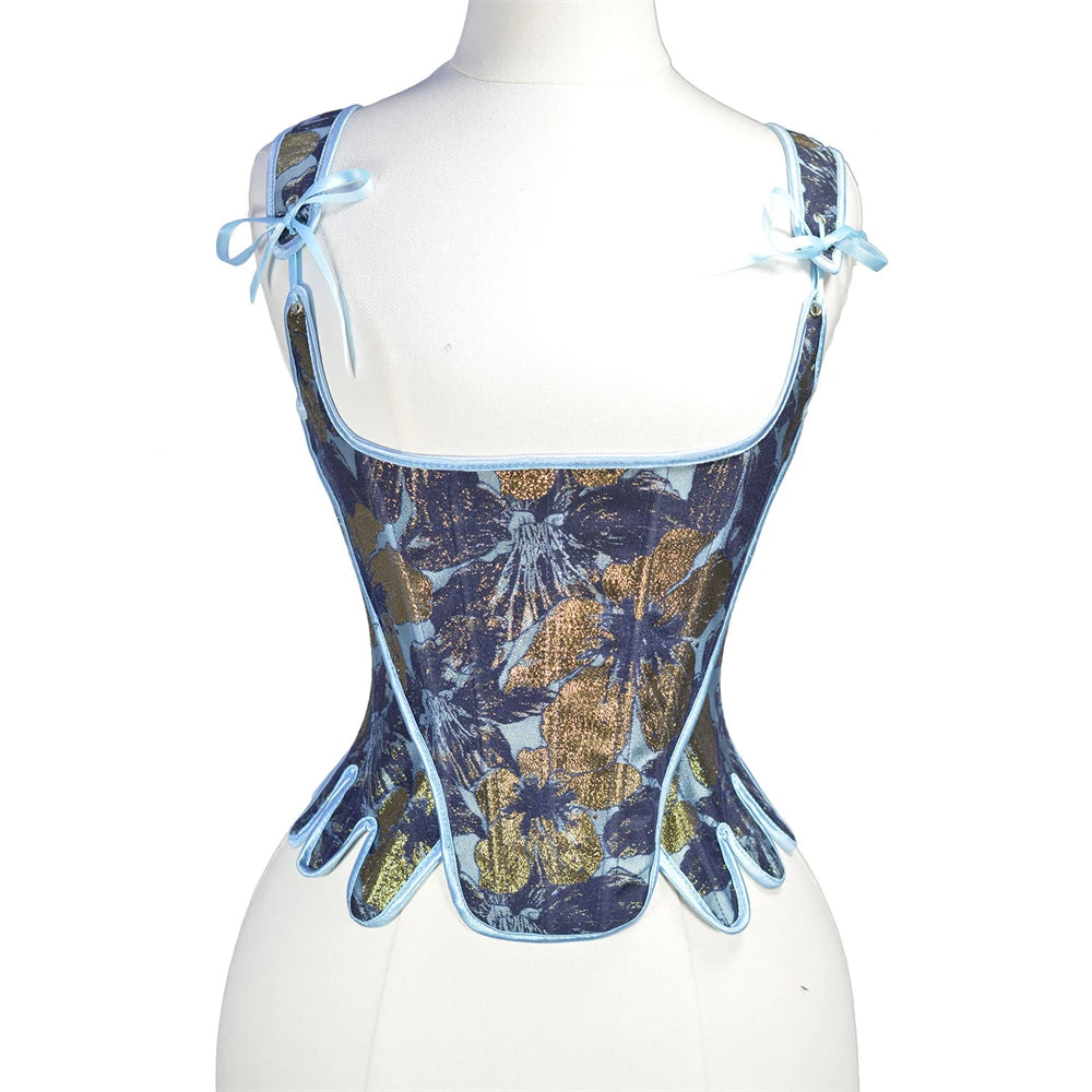 Fashion White Embossed Vintgae Petal Bodices Women Overbust Slimm Corsets Lace Up Boned Shaping Tops Korset