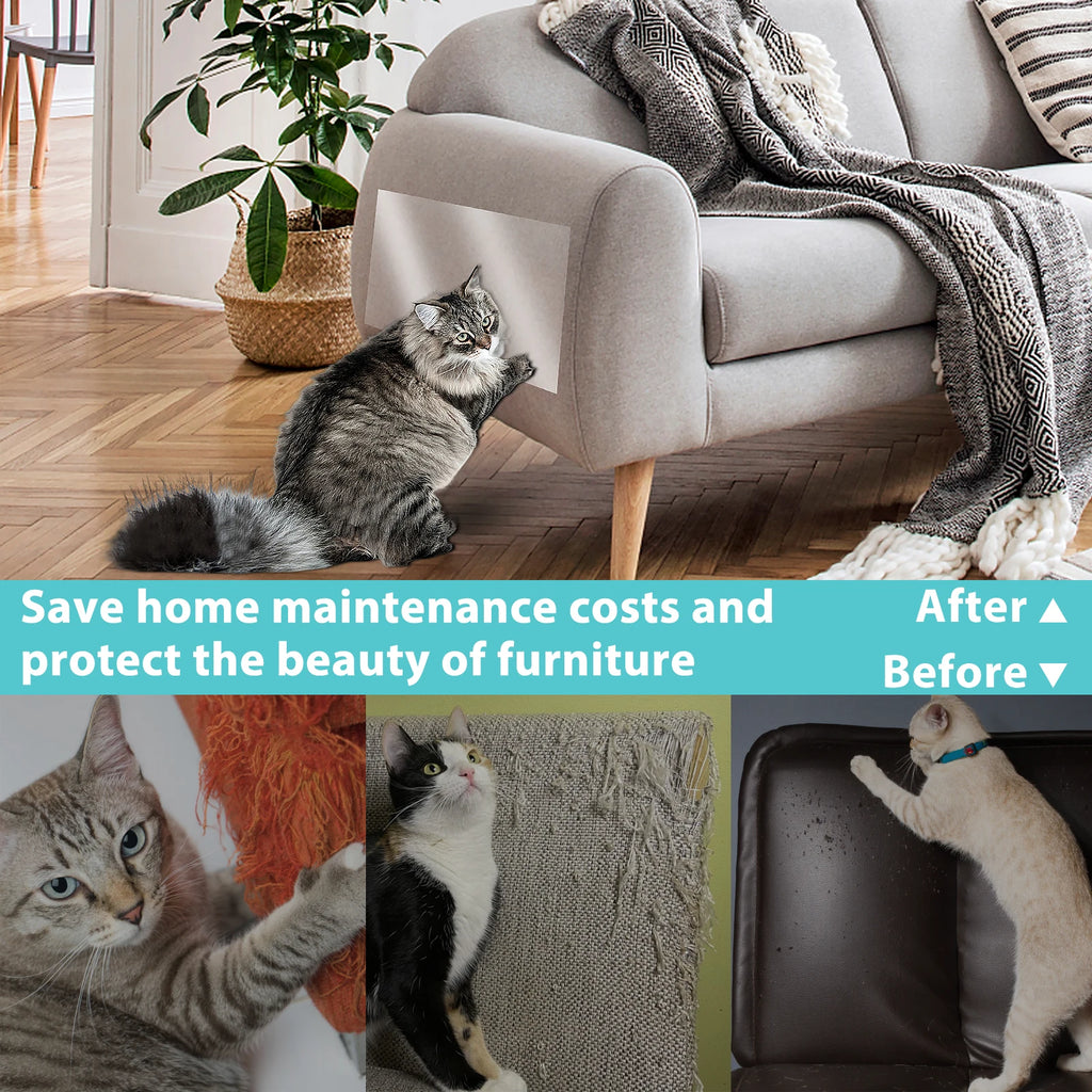 500cm Cat Scratch Deterrent Tape Furniture Protectors for Cats PVC Transparent Self-Adhesive Pet Training Tape for Furniture