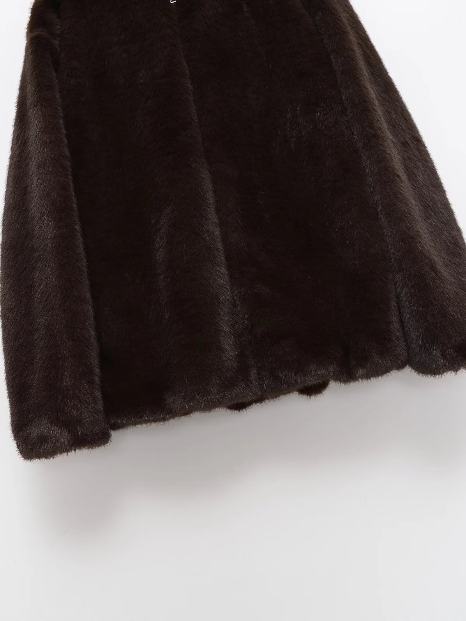 2025 Winter New Fashionable Sweet Loose Splicing Artificial Fur Zipper Hooded Jacket for Women