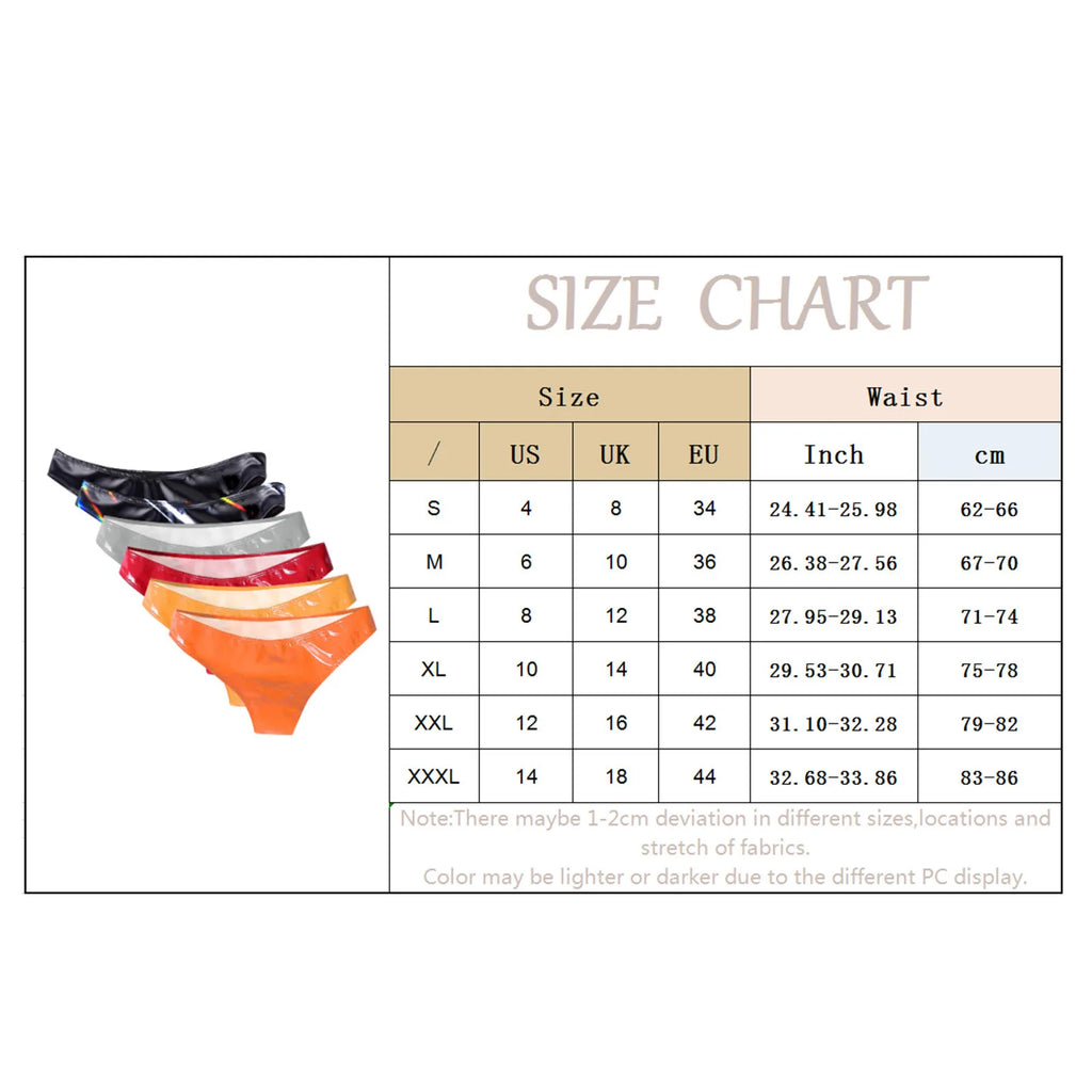 Women Bright PU Leather Panties Low Waist WetLook Shiny Underwear Clubwear Sexy Lingerie Seamless Stretch Solid Brief трусы
