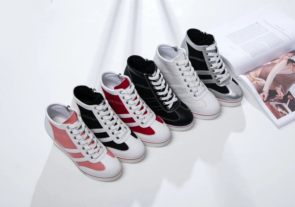 Women's Shoes 2026 New Wedge Heel Casual Canvas Shoes Women's Side Chain Lace-up Platform Shoes 8 Cm High Heel Shoes