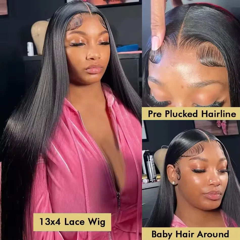 13x4 13x6 Hd Transparent Bone Straight Lace Front Wigs 30 40 Inch Brazilian Human Hair Wigs For  Women Straight Lace Frontal Wig