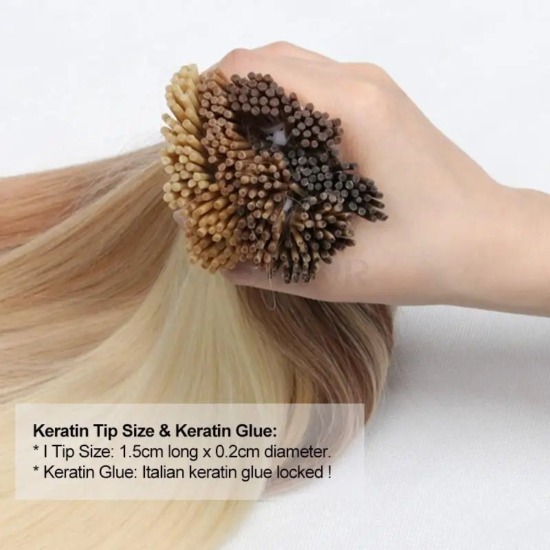 MRS HAIR I Tip Hair Extensions Real Human Hair Pre Bonded Micro Beads Hair Capsules Microlink Capsules Hair