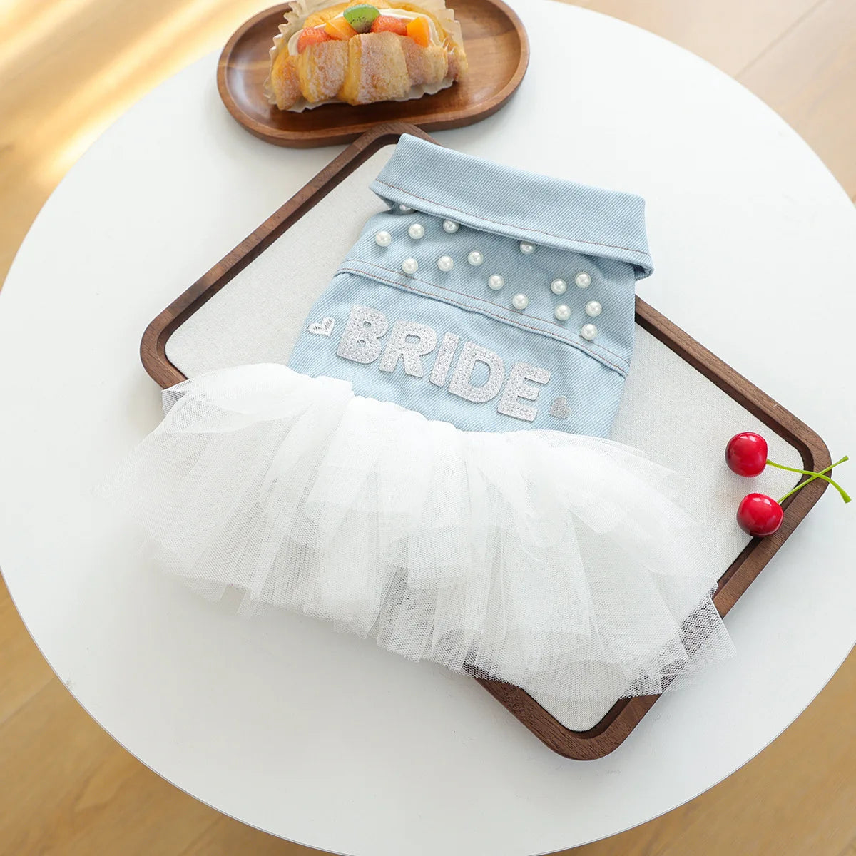 Bride Apparel For Dogs Autumn Denim Coat With Tutu Skirt Pet Dresses For Small Puppy Animal Cat Dachshund Suit Chihuahua Clothes