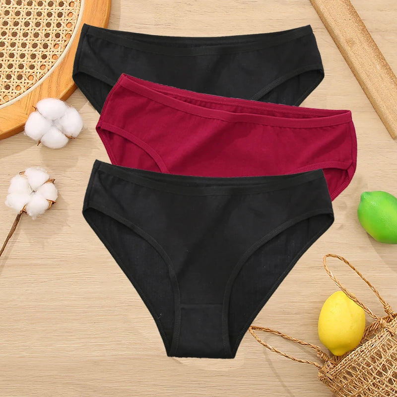 3PCS/Set Cotton Panties Women Briefs Jacquard Design Women Panties Sexy Female Underpants Solid Color Intimate Pantys S-XL