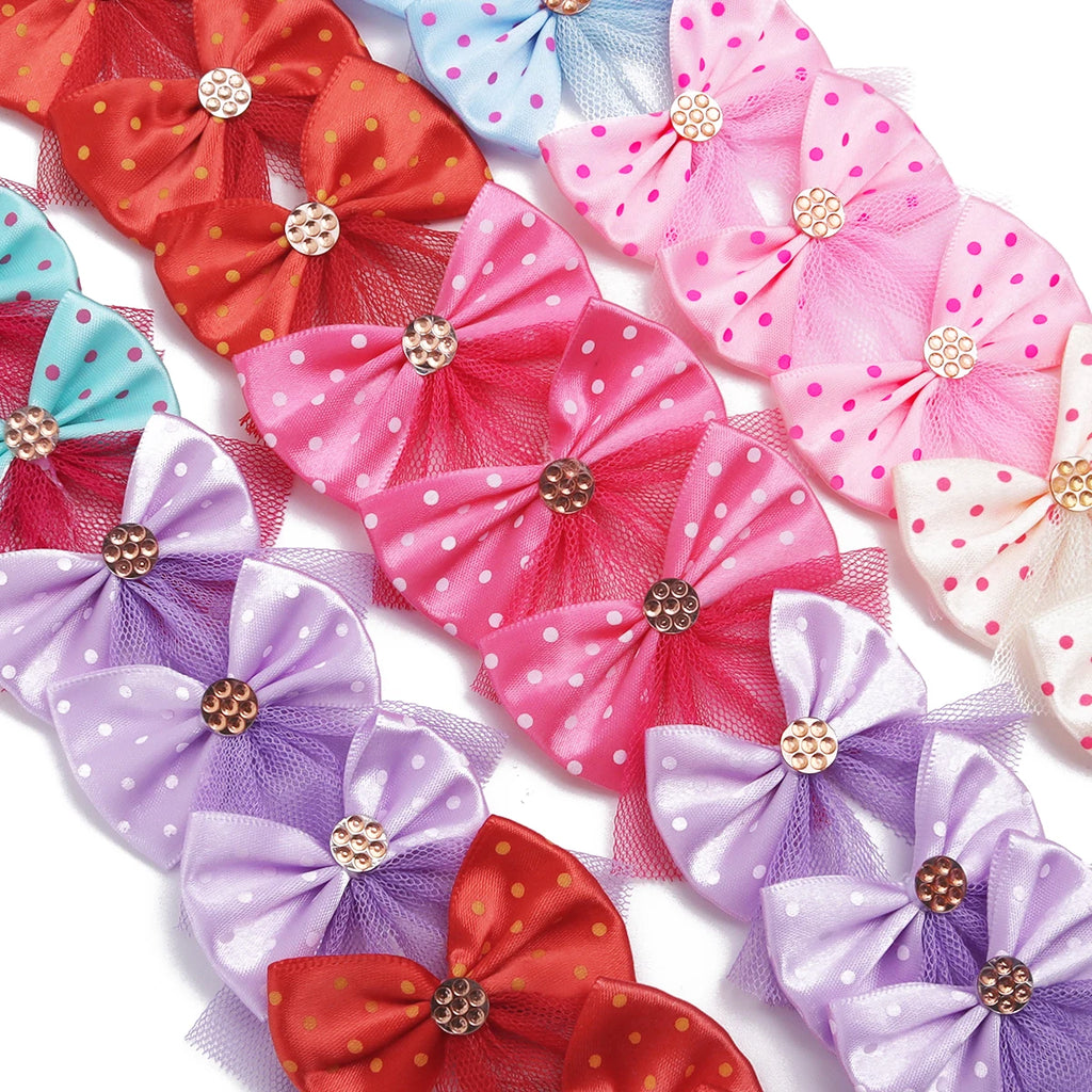 10PCS Dog Bow Dog Hair Accessories Handmade No Clip, No Rubber Band Pet Clothing Decoration Bows For Dogs Cats Pet Accessories