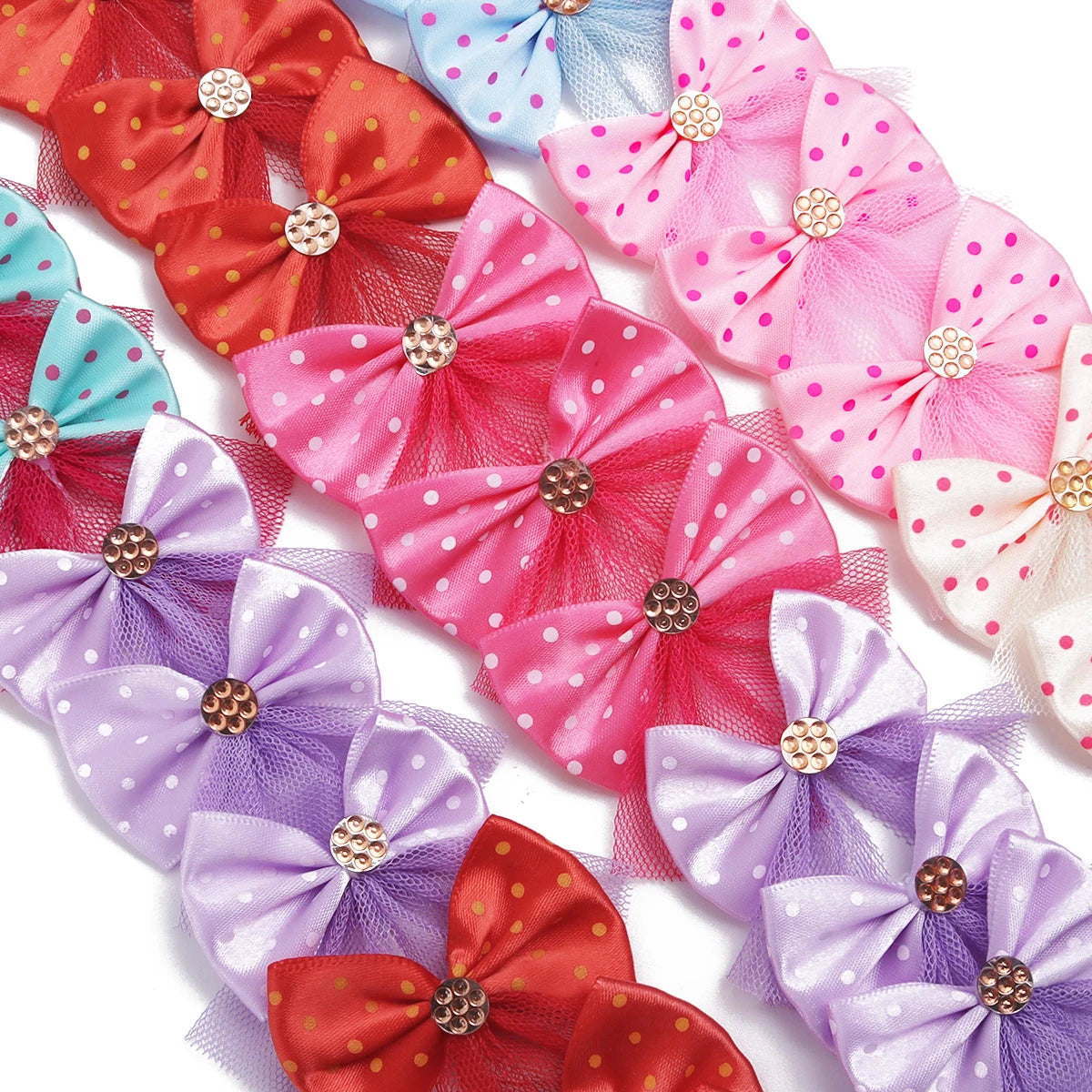 10PCS Dog Bow Dog Hair Accessories Handmade No Clip, No Rubber Band Pet Clothing Decoration Bows For Dogs Cats Pet Accessories