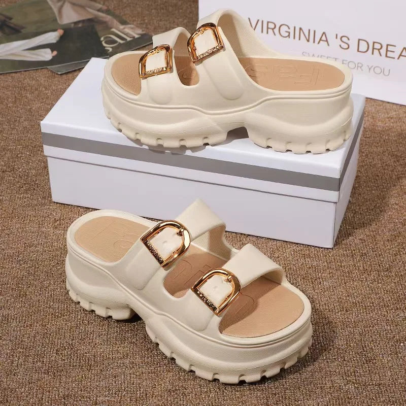 Thick-Soled Sandals for Small People, Women's Outer Wear, New Summer Heightening Fashion Flip-Flops, Beach Eva Casual Shoes