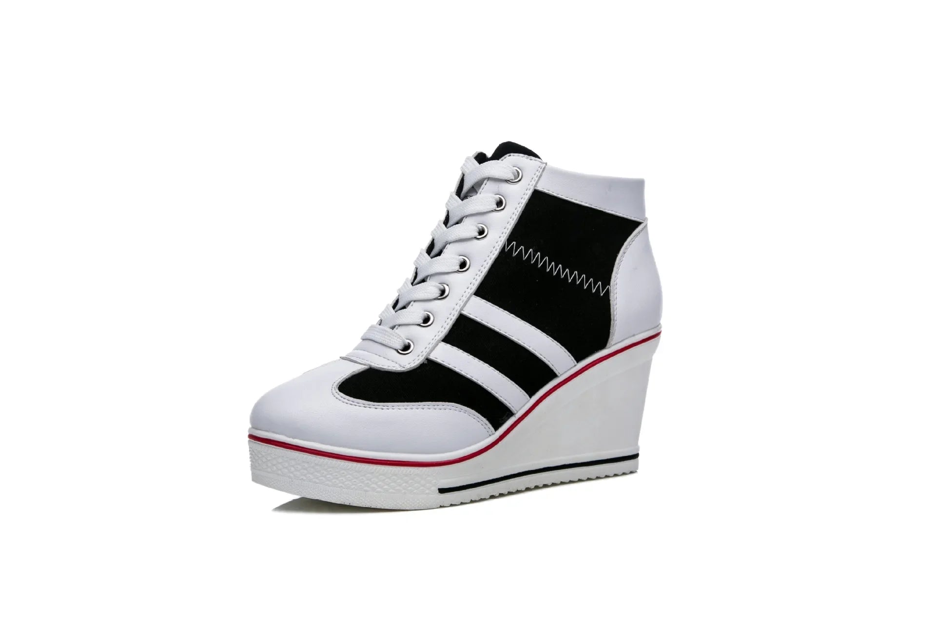 Women's Shoes 2026 New Wedge Heel Casual Canvas Shoes Women's Side Chain Lace-up Platform Shoes 8 Cm High Heel Shoes