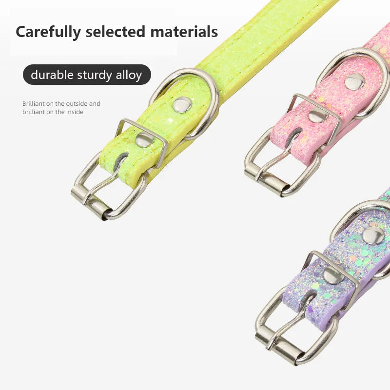 Rhinestone DIY Letter Customizable Pet Collar – Adjustable Leather Cat Necklace & Dog Collar with Bright Glitter Pet Accessories