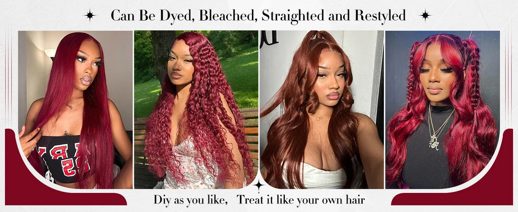 200% Colored 99j Wine Red Human Hair Wig Brazilian 40 Inch Burgundy 13x6 HD Lace Frontal Wig Body Wave 100% Remy Human Hair Wigs