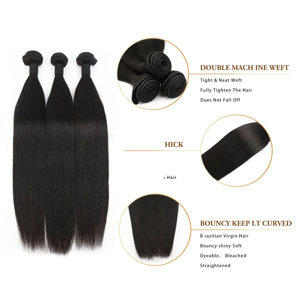 30 40 Inch Straight Bundles 100% Human Hair Brazilian Virgin Hair Natural Color 3 4 Pcs Raw Hair Bundles Extensions For Women