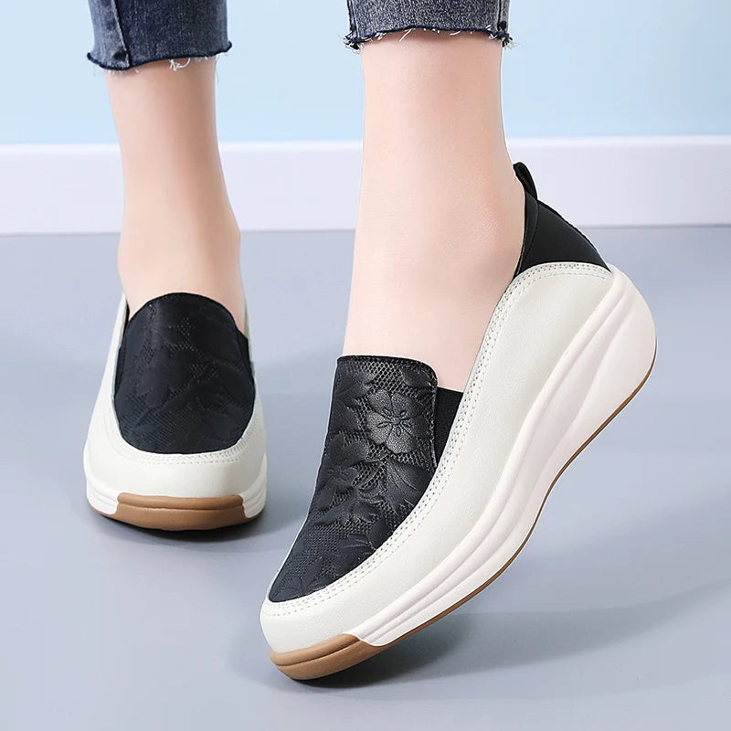 New women's 43 casual shoes, 100% genuine leather breathable and fashionable leather shoes for walking