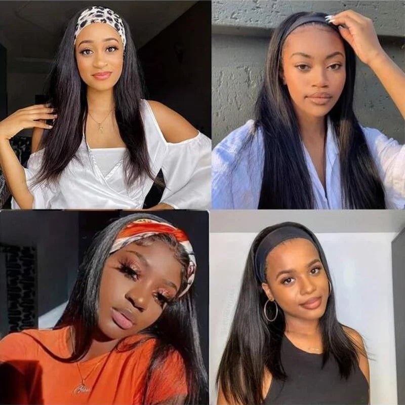 40 Inch Straight Headband Wigs Human Hair Machine Made Hair Wigs For Women 250% Density No Lace Front Wigs Brazilian Virgin Hair