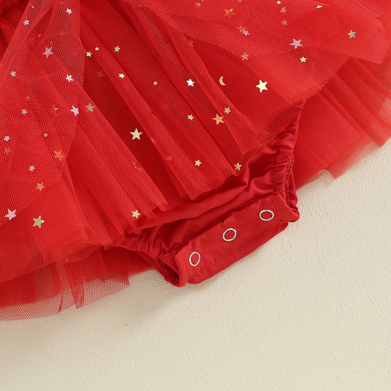 Citgeett Summer Christmas Infant Baby Girls Outfits Short Puff Sleeve Bodysuit Tulle Dress + Headband Set Red Xmas Clothes