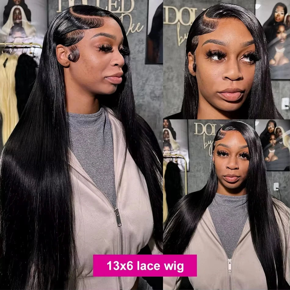 210 Density Bone Straight Human Hair Wig 360 Full Lace Front Wig 40 Inch Pre Plucked Brazilian 13x6 Lace Frontal Wig For Women