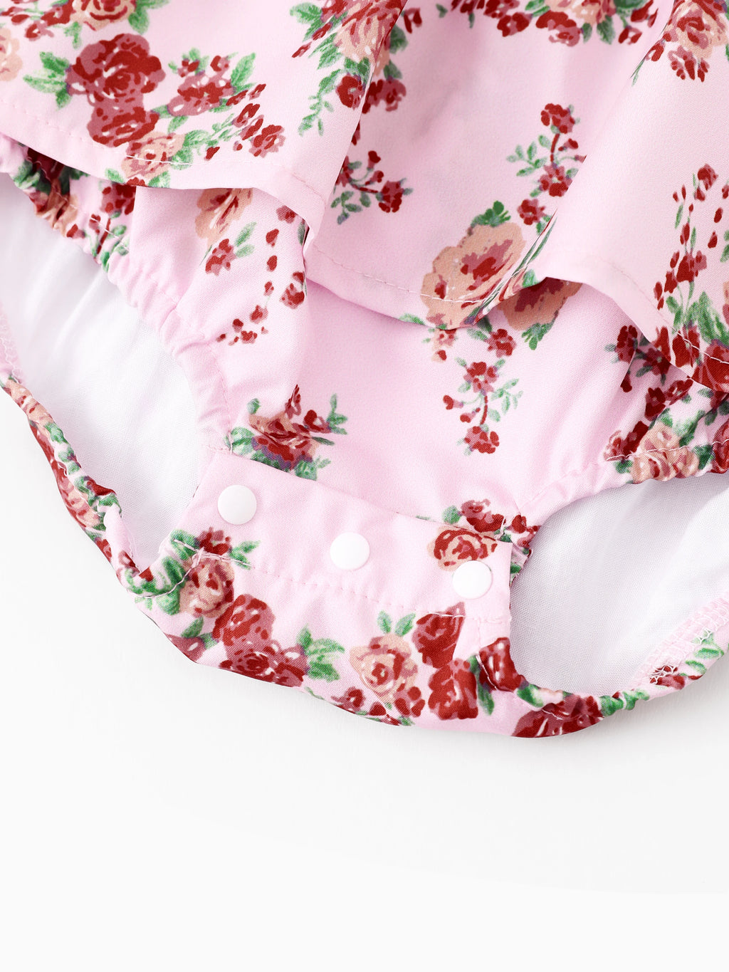 Family Matching Pink Floral Square Neck Dress - Mother Daughter Toddler Girl Outfit New Arrival