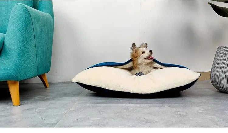 Pet Bed Dogs Kennel Winter Warm Removable Washable Bite-resistant Puppy Sofa Cushion Plush Cat Mat for Large Pet Sleeping Bag
