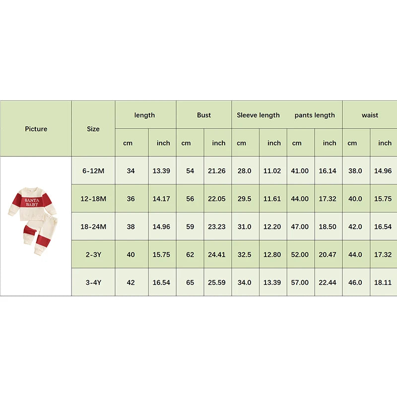 Toddler Baby Boy Christmas Outfit Letter Embroidery Contrast Color Long Sleeve Sweatshirt and Elastic Pants Clothes