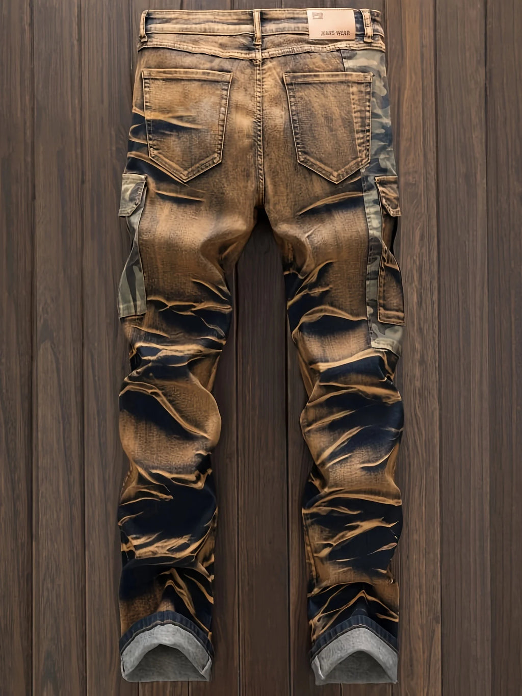 European and American new color contrast retro trend fashion old washed jeans