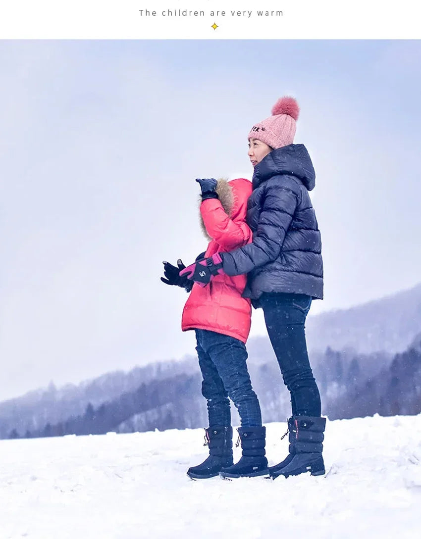 White Women Boots Winter Shoes Warm Plush Mid-calf Boots Waterproof Rubber Non-slip Platform Snow Boots Female Plus Size 42