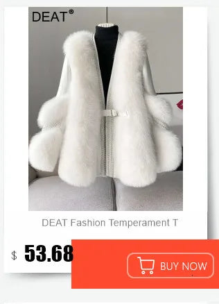 DEAT 2025 winter new fashion high quality Fox Faux Fur long Coat for Women Suit Collar solid color thick warm jacket 11A06914