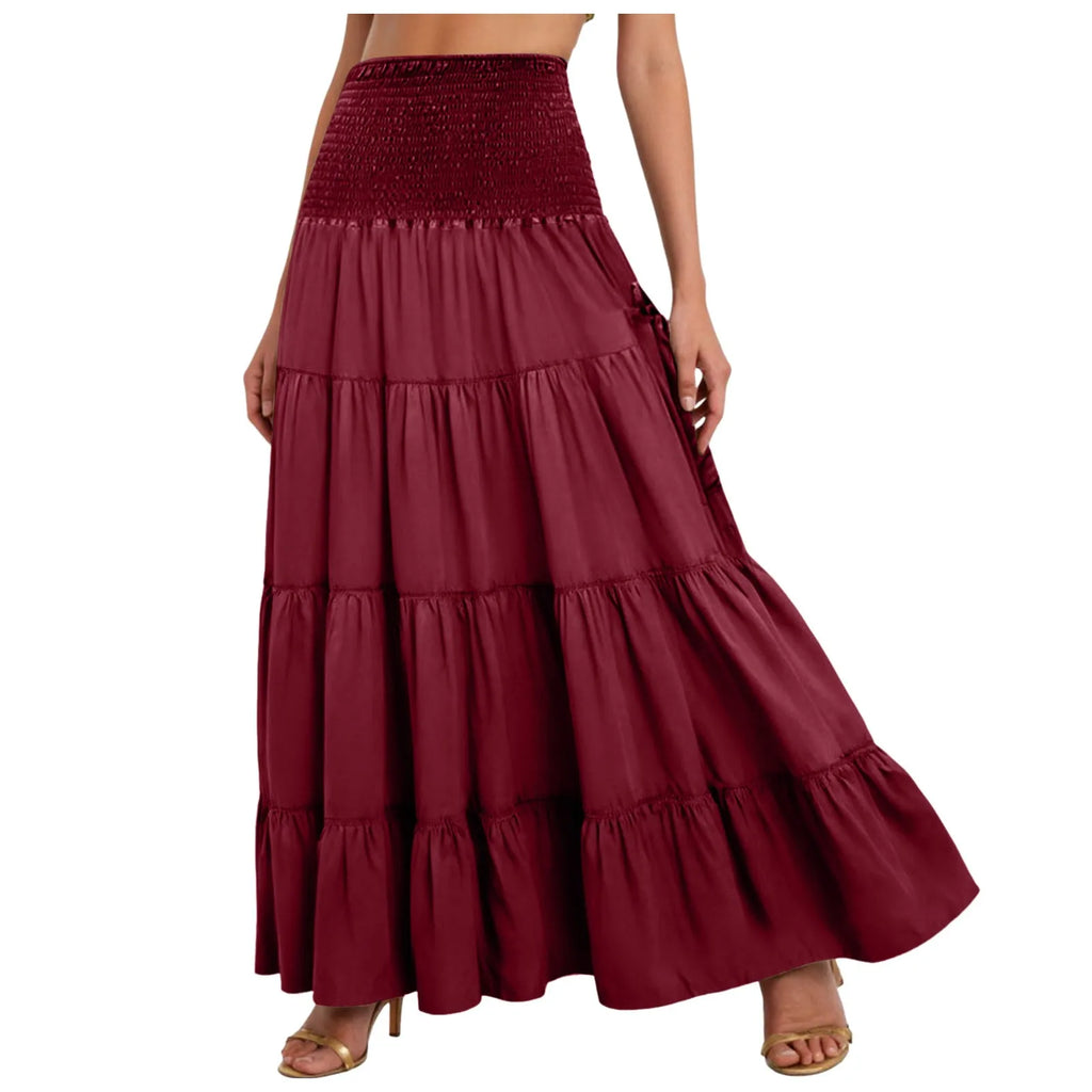 Boho Fairy Skirts Women Tiered Convertible Bustier Dress with Pockets Vintage Hippie Gypsy A-Line Maxi Skirt Versatile Sarong