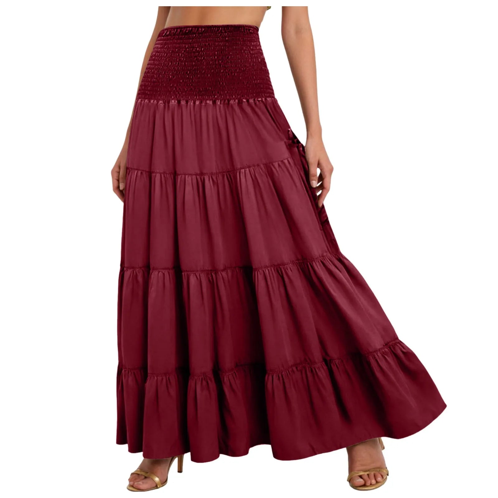 Boho Fairy Skirts Women Tiered Convertible Bustier Dress with Pockets Vintage Hippie Gypsy A-Line Maxi Skirt Versatile Sarong