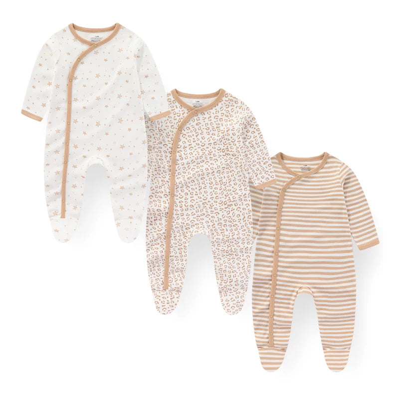 Fashion 3 Pcs Autumn Winter Long Sleeve Casual Sweet Baby Girl Romper 100%Cotton Soft Newborn Jumpsuits Clothes