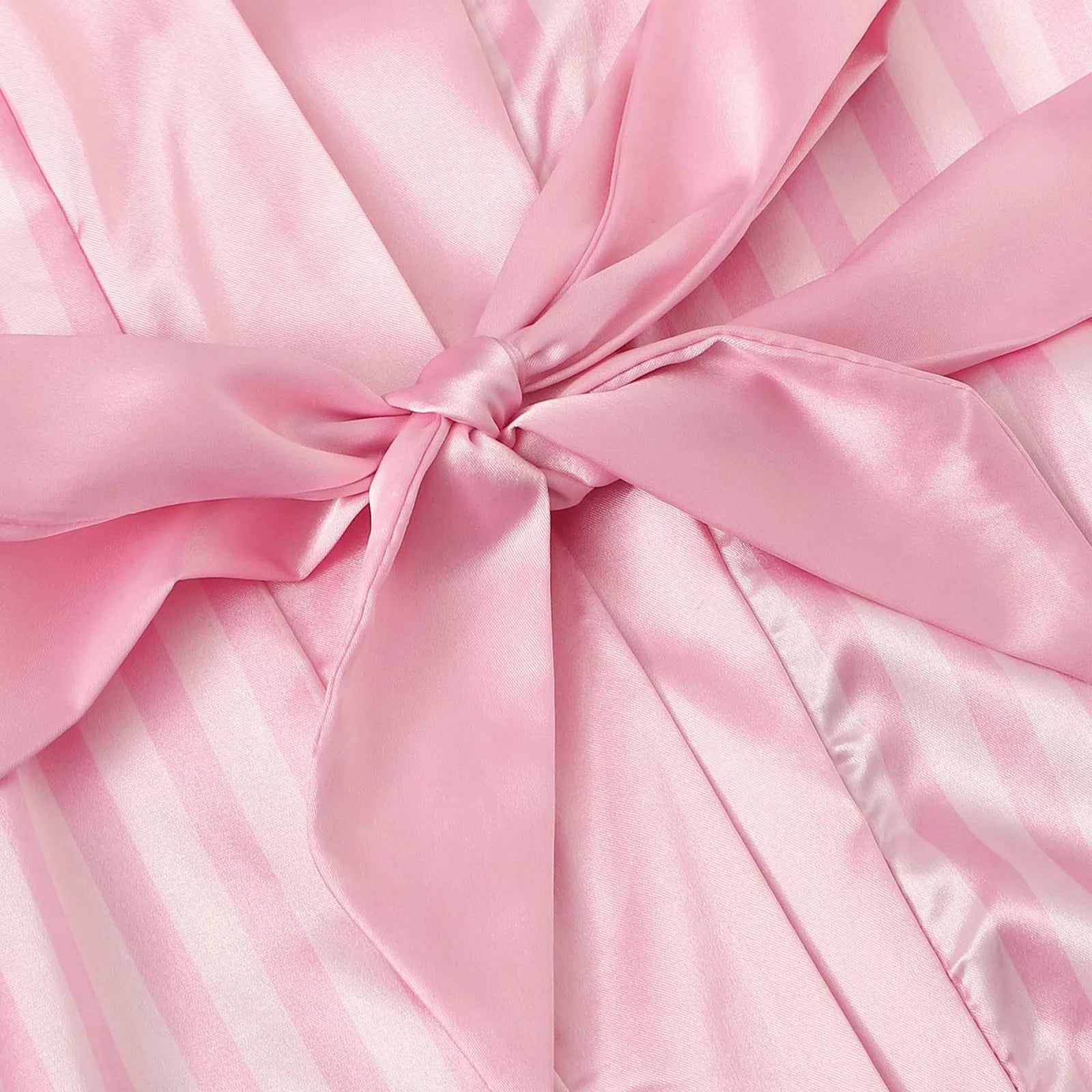 Women Satin Pajamas Bride Robe Solid Color Striped Pattern Kimono Bathrobe Silk Sleepwear Robes Plus Size Pink Nightdress 4xl