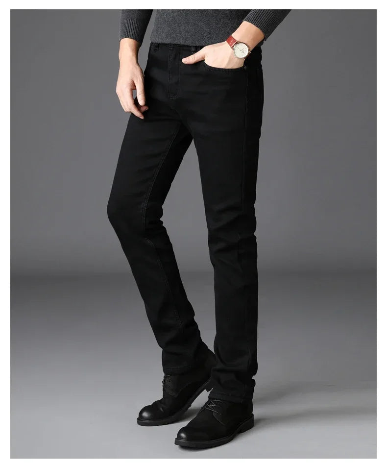 Spring Autumn Men Classic Fashion Brand Jeans Homme Man Soft Stretch Black Biker Masculino Denim Trousers Mens Pants Overalls