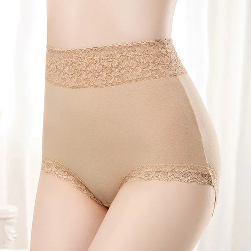 12PCS High quality Cotton Panties Women's Underwear High waist  Lace Resilient Soft  Briefs Abdomen In Slimming lingerie