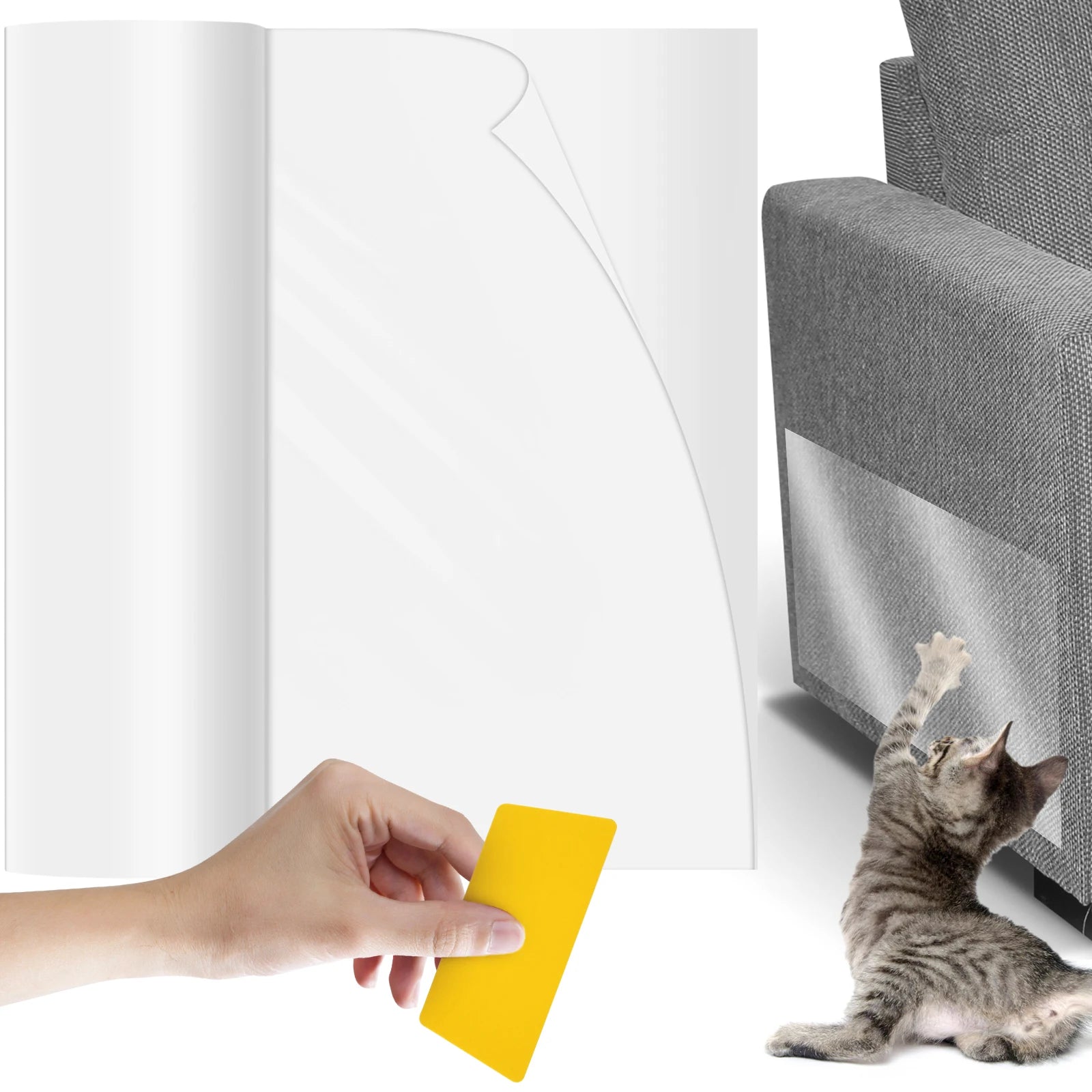 500cm Cat Scratch Deterrent Tape Furniture Protectors for Cats PVC Transparent Self-Adhesive Pet Training Tape for Furniture