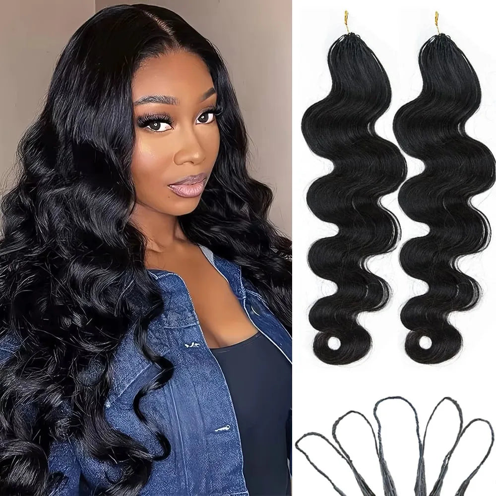 Body Wave Knotless Pre Separated Crochet Human Hair Extensions Bundles With Threading Brazilian Feather Virgin Hair for Braid