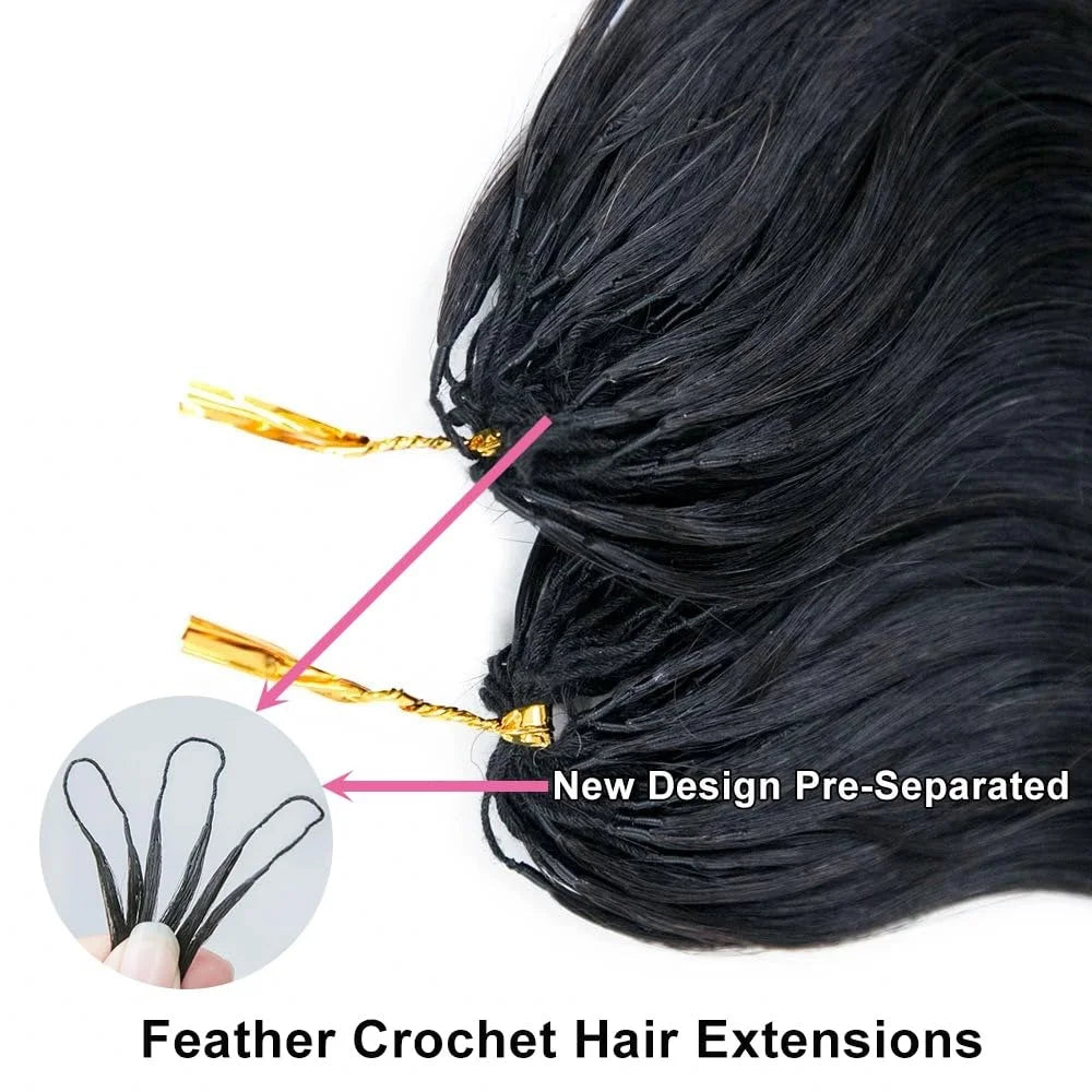 Body Wave Knotless Pre Separated Crochet Human Hair Extensions Bundles With Threading Brazilian Feather Virgin Hair for Braid