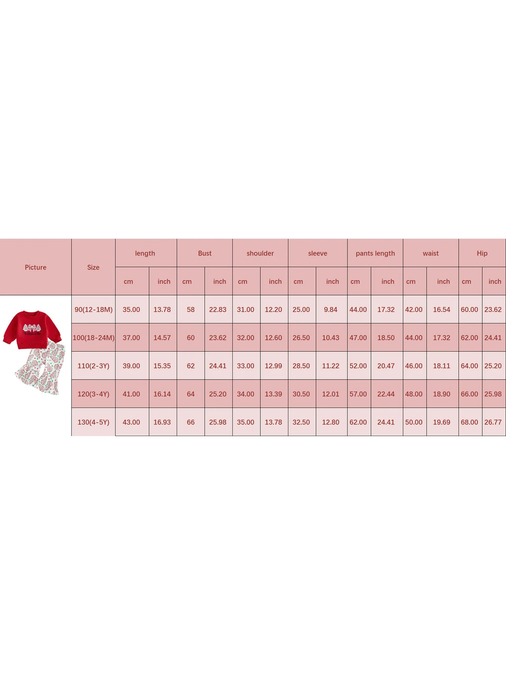 Lioraitiin Toddler Little Girl Christmas Outfit Bow Tree Applique Crewneck Sweatshirt and Flare Pants 2 Piece Winter Fall Set