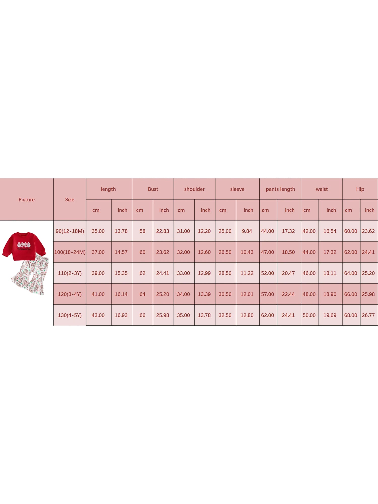 Lioraitiin Toddler Little Girl Christmas Outfit Bow Tree Applique Crewneck Sweatshirt and Flare Pants 2 Piece Winter Fall Set