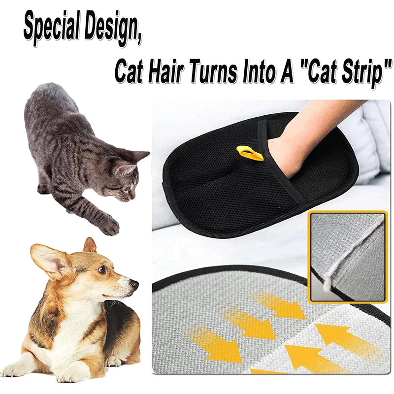 Pet Grooming Gloves Reusable Hair Removal Tool Cat Hair Removal Brush Double-Sided Removing Hair Comb for Sofa Clothes Cleaning