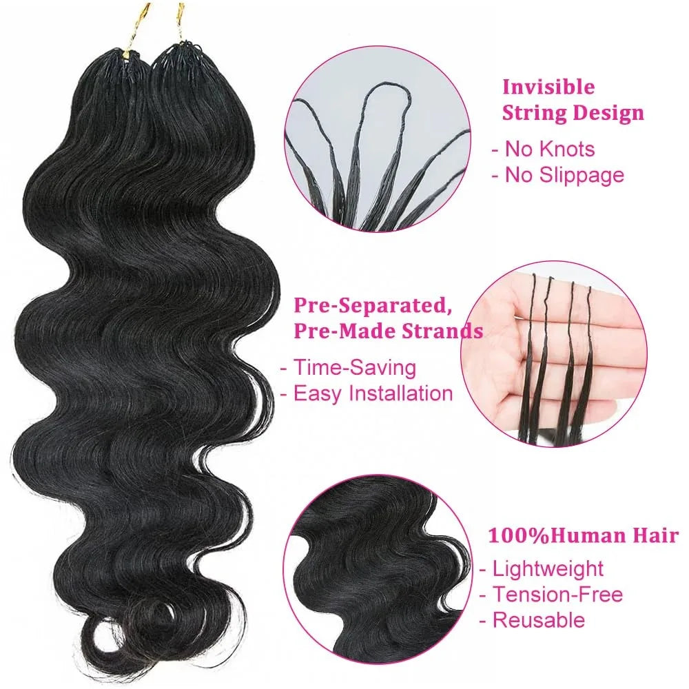 Body Wave Knotless Pre Separated Crochet Human Hair Extensions Bundles With Threading Brazilian Feather Virgin Hair for Braid