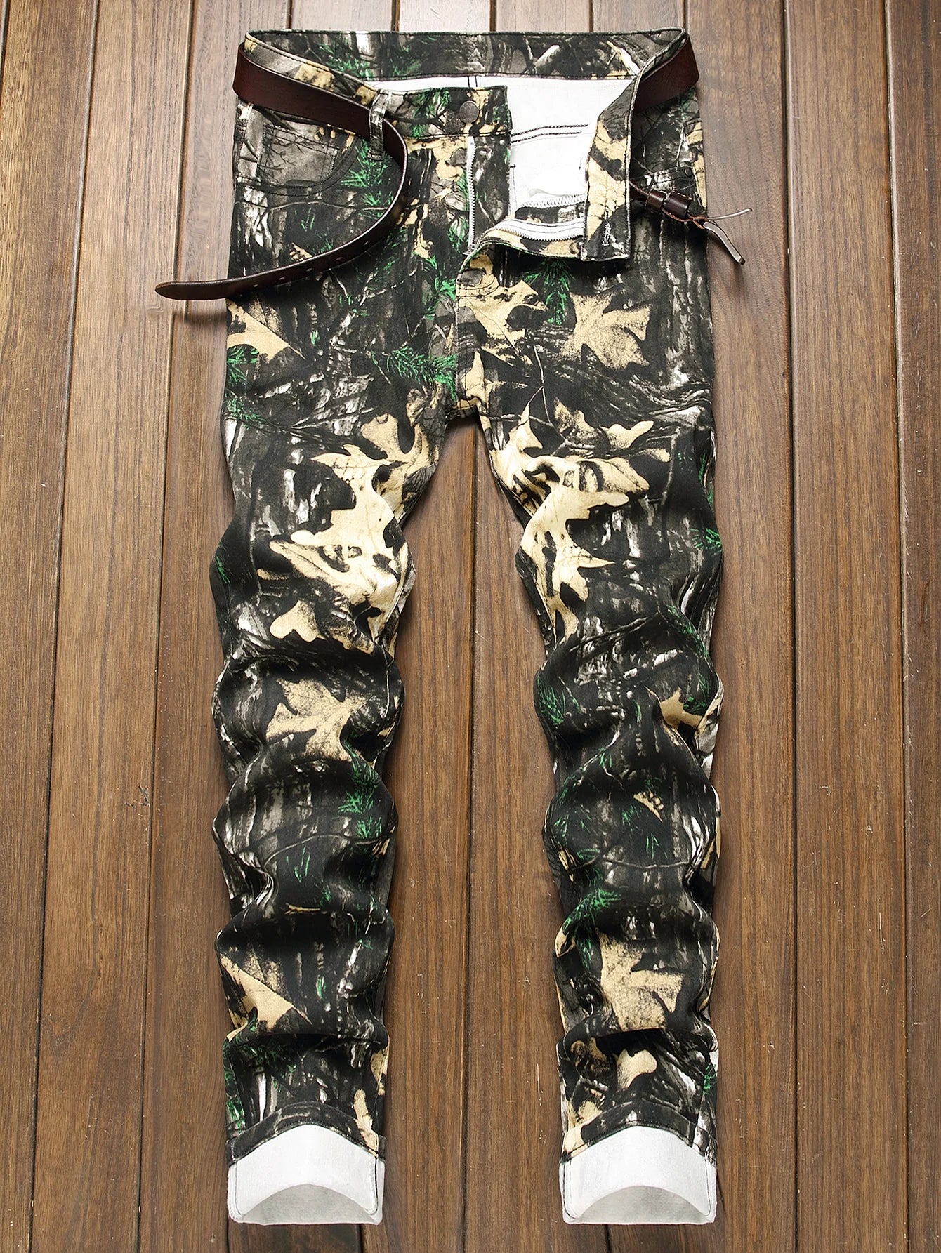 Stylish Mid Stretch Slim Fit Jeans - Men's Mid Waist Distressed And Ripped Denim Jeans With Tassels For All Seasons Street Wear