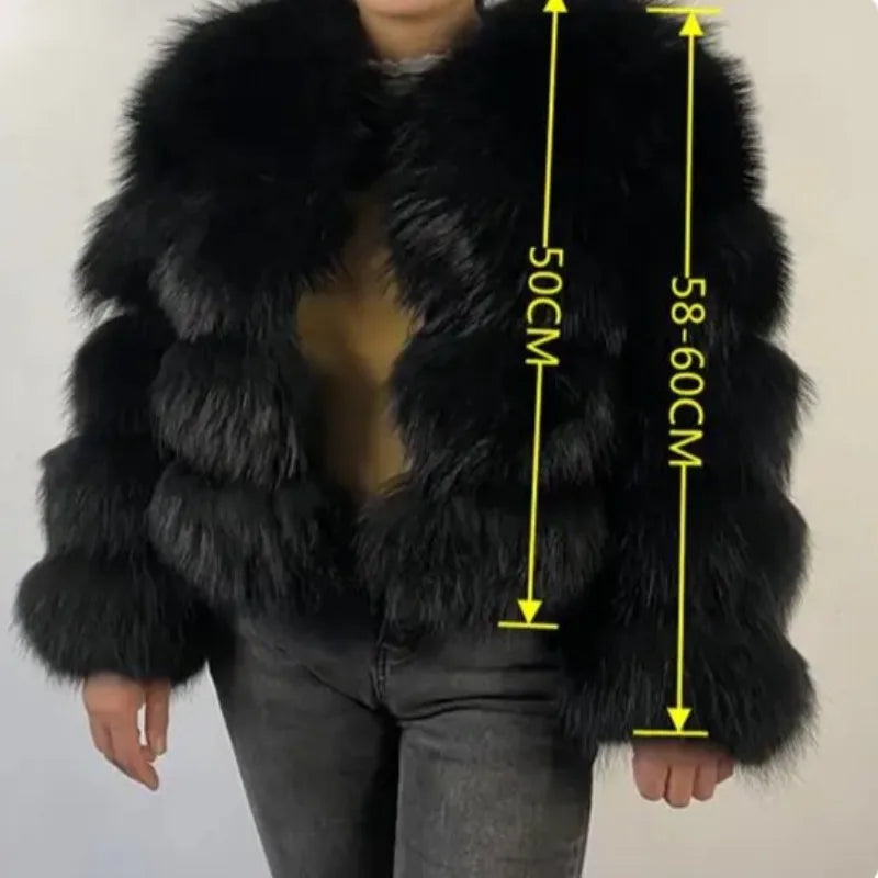 Women Fake Raccoon Fur Coat Ladies Winter Thick Warm Furry Faux Fur Fox Jackets Coats Patchwork Outerwear casaco feminina frio