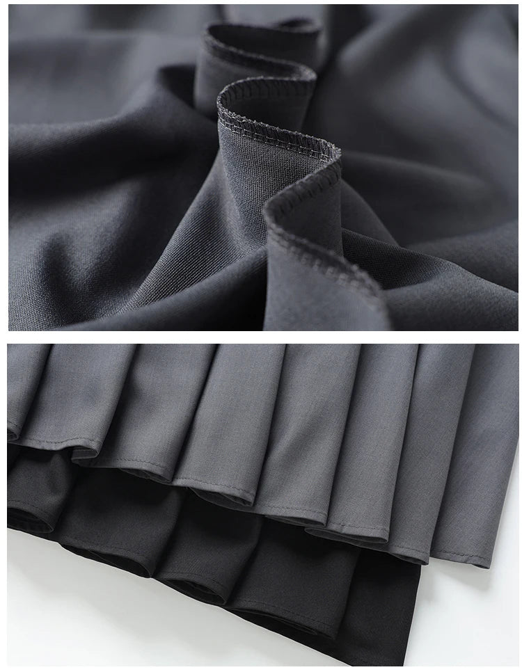 Beiyingni Women Long Suit Maxi Pleated Black Skirts Korean Fashion 2024 Autumn High Waist Slim A-line Skirt Ladies Gray Faldas