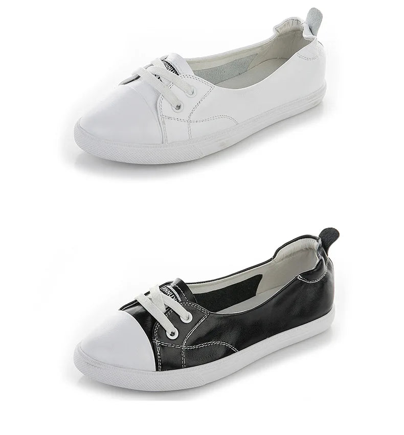 Shallow Mouth Leather Small White Shoes Women's 2026  Flat Shoes Casual Shoes Women Driving Pregnant Women Student Skate Shoes